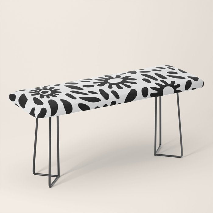 Abstract black and white flower nature art pattern Bench Gallery Image 1