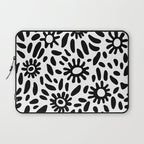 Abstract black and white flower nature art pattern Laptop Sleeve Gallery Image 1