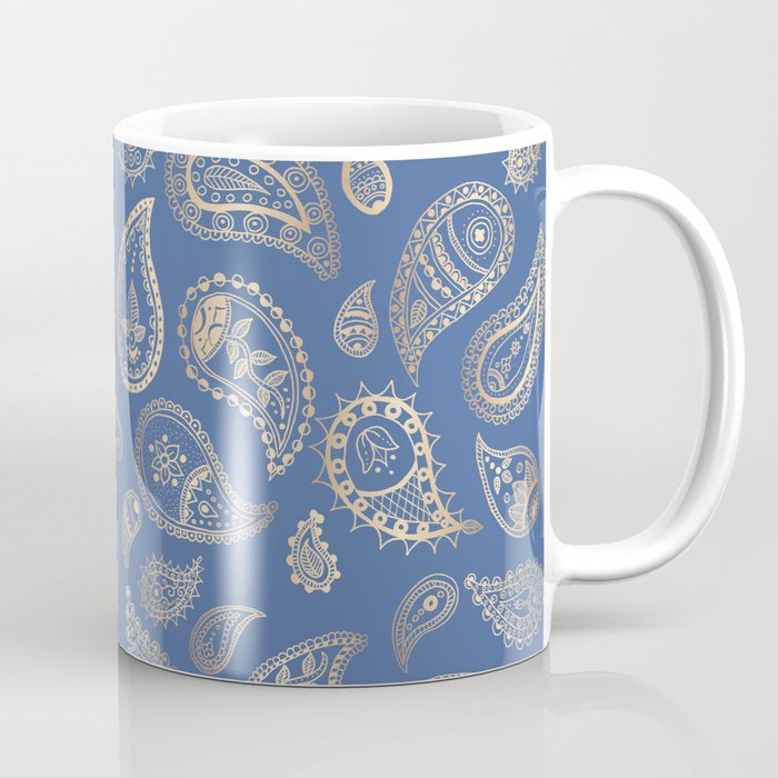 Classic blue and gold paisley Coffee Mug Gallery Image 1