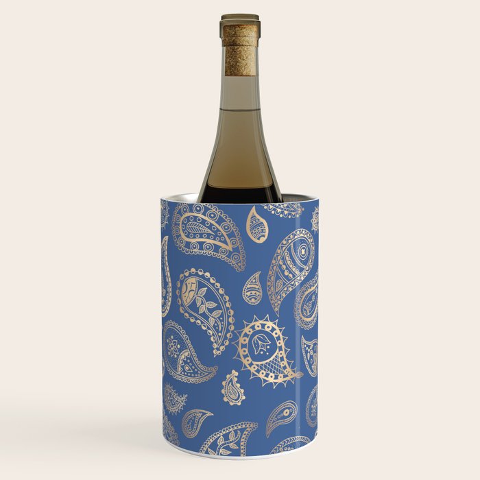 Classic blue and gold paisley Wine Chiller Gallery Image 2