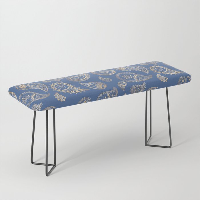 Classic blue and gold paisley Bench Gallery Image 1