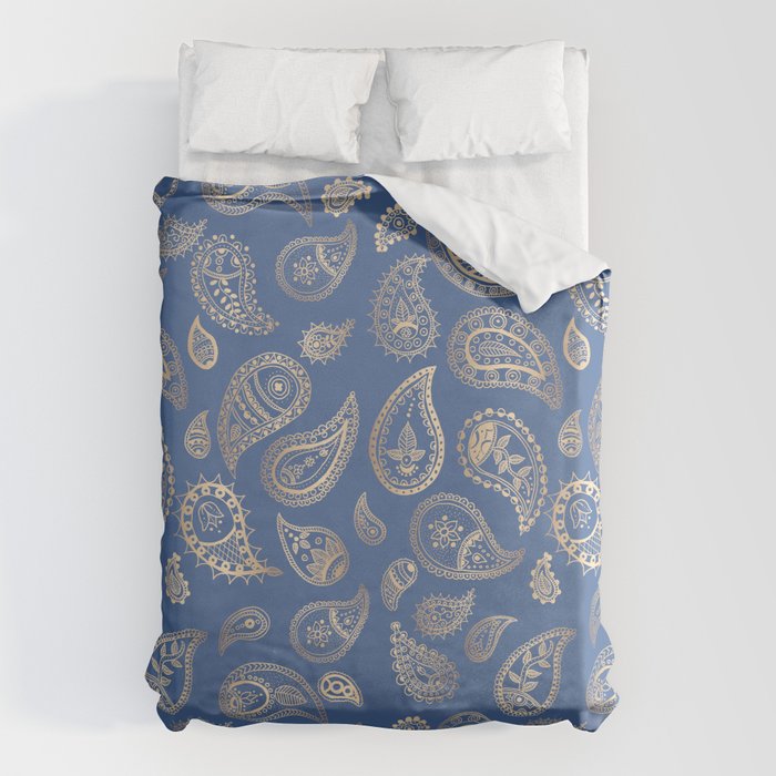 Classic blue and gold paisley Duvet Cover Gallery Image 6