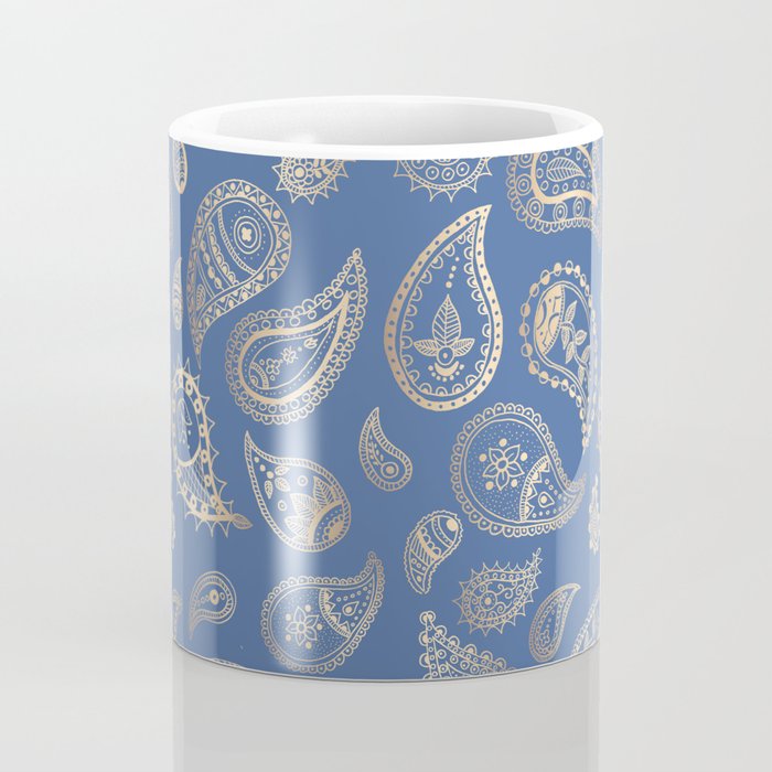 Classic blue and gold paisley Coffee Mug Gallery Image 4