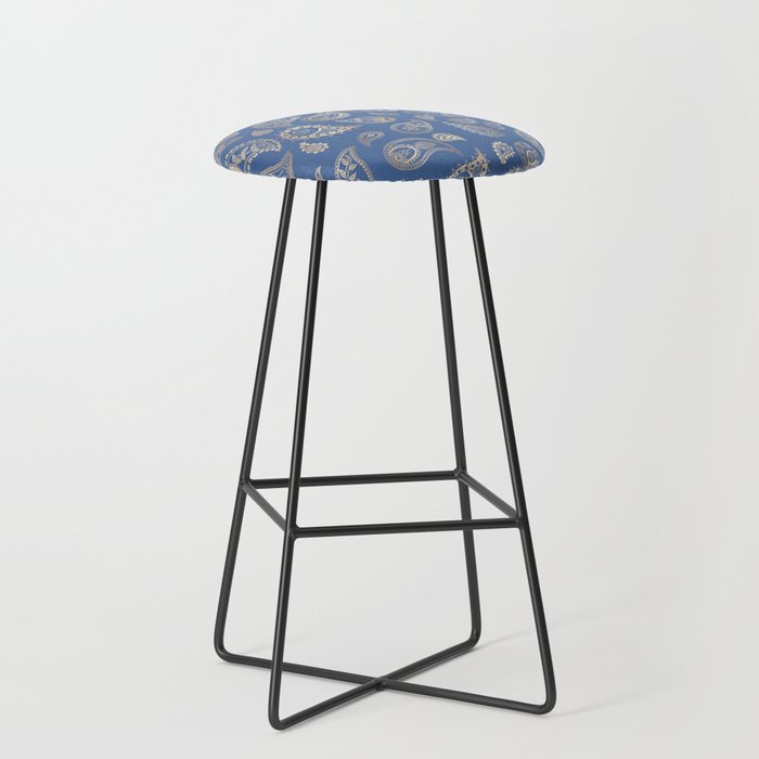 Classic blue and gold paisley Stool Gallery Image 1