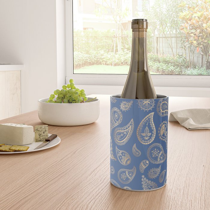 Classic blue and gold paisley Wine Chiller Gallery Image 4