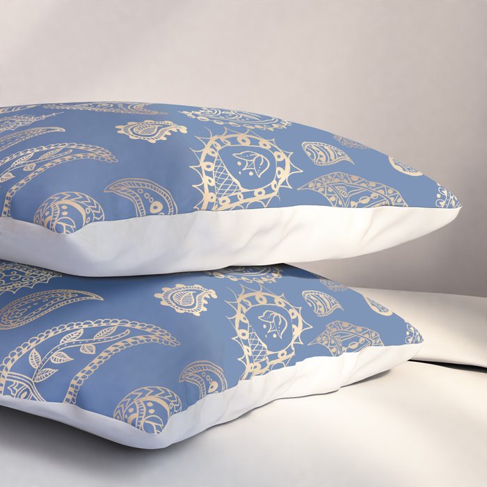 Classic blue and gold paisley Pillow Sham Gallery Image 3