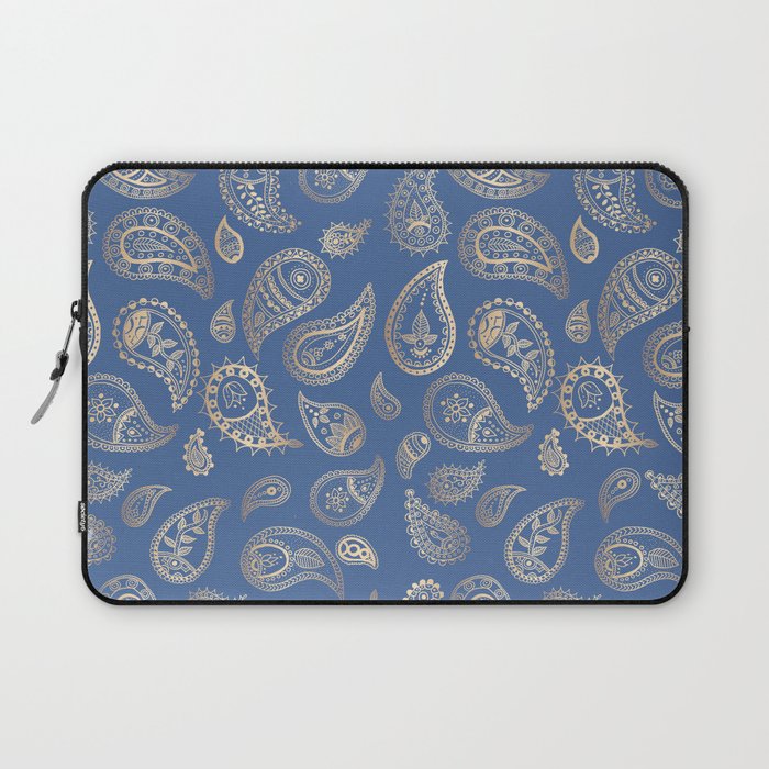 Classic blue and gold paisley Laptop Sleeve Gallery Image 1
