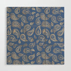 Classic blue and gold paisley Wood Wall Art Gallery Image 1