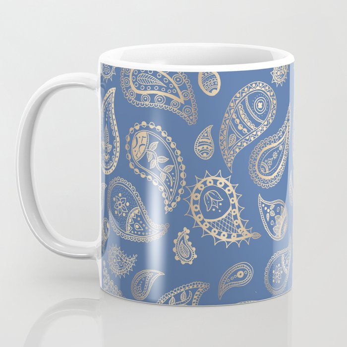 Classic blue and gold paisley Coffee Mug Gallery Image 3
