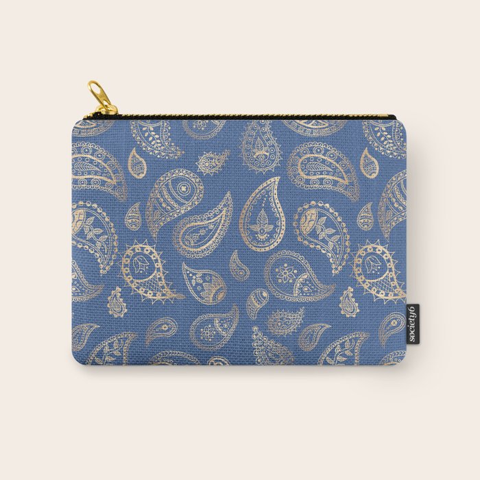 Classic blue and gold paisley Carry All Pouch Gallery Image 1