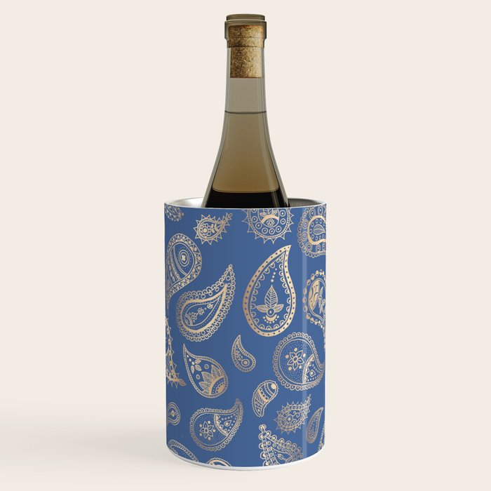 Classic blue and gold paisley Wine Chiller Gallery Image 1