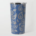 Classic blue and gold paisley Travel Mug Gallery Image 1