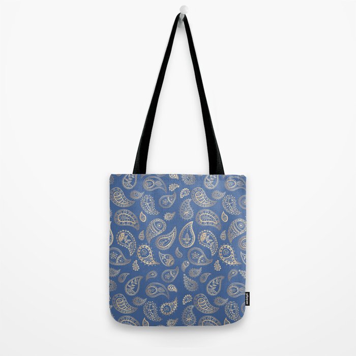 Classic blue and gold paisley Tote Bag Gallery Image 2