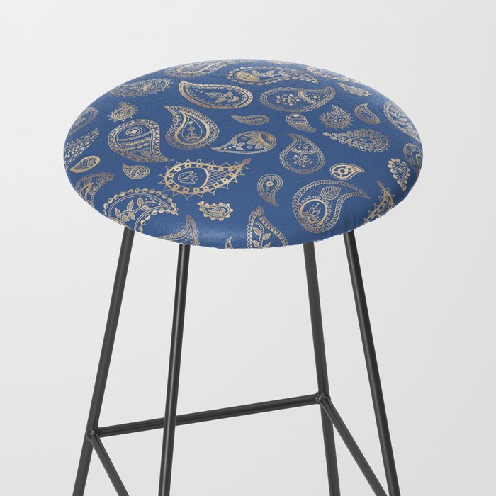 Classic blue and gold paisley Stool Gallery Image 2