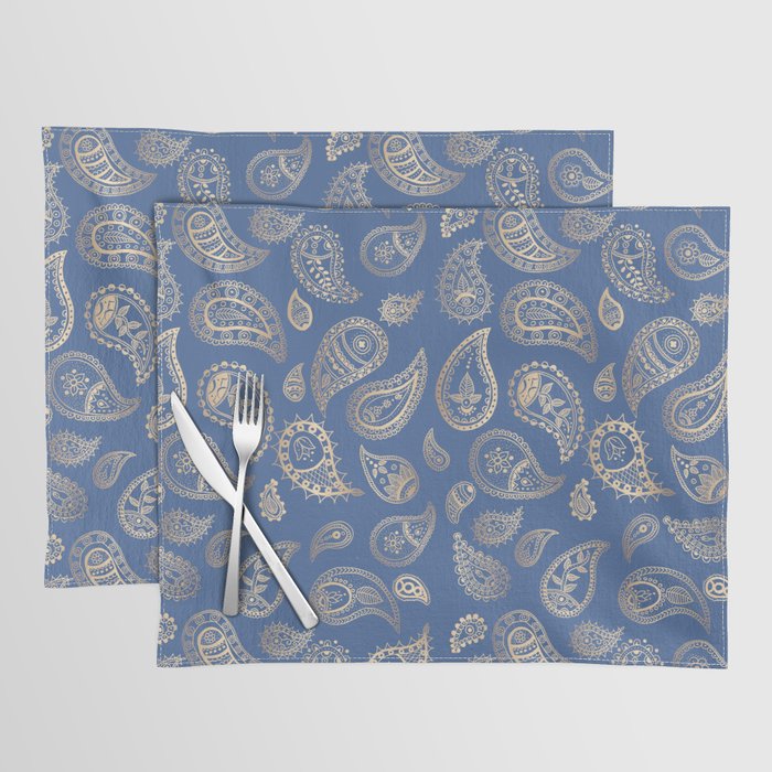 Classic blue and gold paisley Placemat Gallery Image 1
