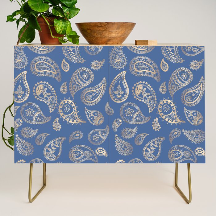 Classic blue and gold paisley Credenza Gallery Image 1