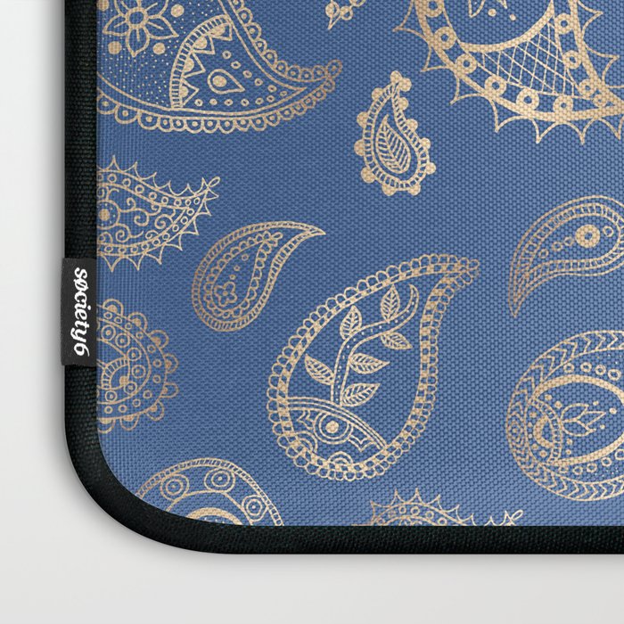 Classic blue and gold paisley Laptop Sleeve Gallery Image 3
