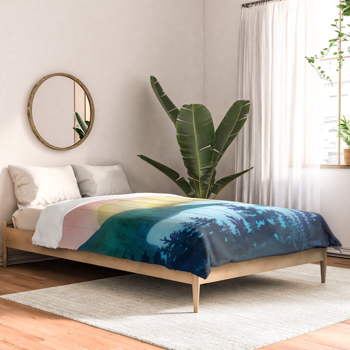 Lake beneath the towering hills Comforter Gallery Image 2