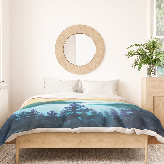 Lake beneath the towering hills Duvet Cover Gallery Image 3