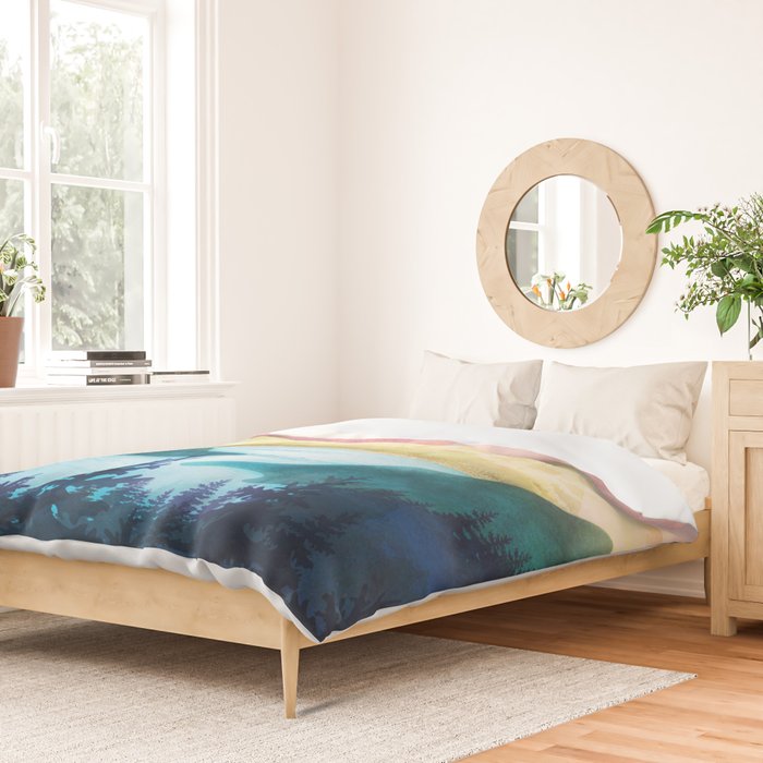 Lake beneath the towering hills Duvet Cover Gallery Image 2