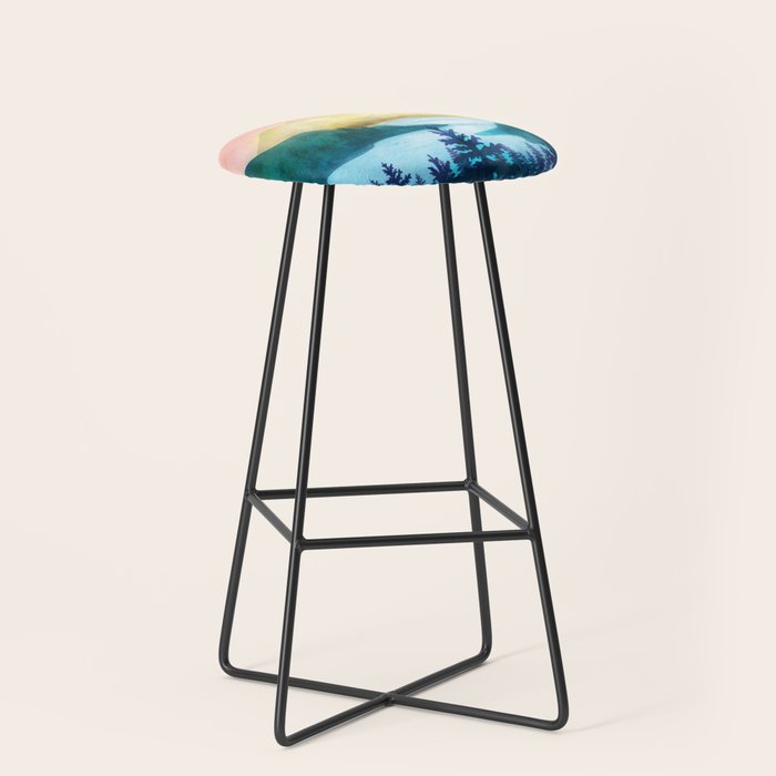 Lake beneath the towering hills Stool Gallery Image 1