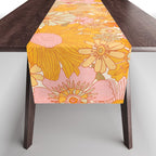 Retro Florals 70s Cream Table Runner Gallery Image 1