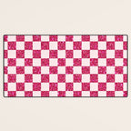 Pink Glitter Checkered Print in Cream Desk Mat Gallery Image 3