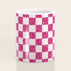 Pink Glitter Checkered Print in Cream Coffee Mug Gallery Image 4