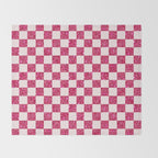 Pink Glitter Checkered Print in Cream Throw Blanket Gallery Image 2
