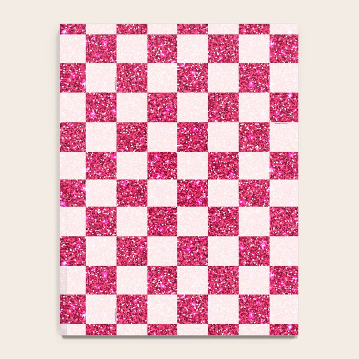 Pink Glitter Checkered Print in Cream Notebook Gallery Image 4