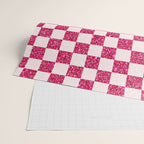 Pink Glitter Checkered Print in Cream Wrapping Paper Gallery Image 2