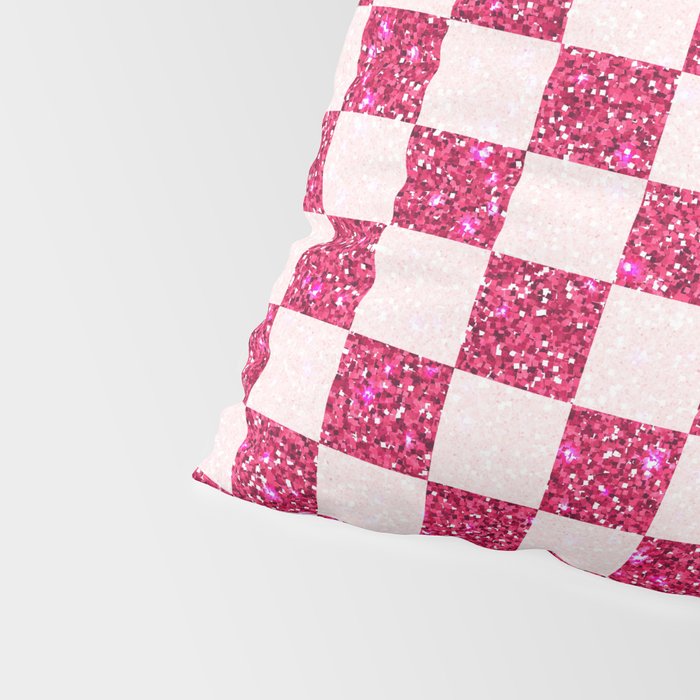 Pink Glitter Checkered Print in Cream Pillow Sham Gallery Image 4