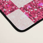 Pink Glitter Checkered Print in Cream Desk Mat Gallery Image 4