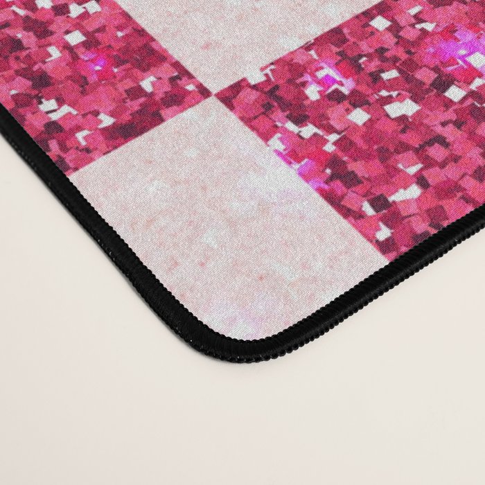 Pink Glitter Checkered Print in Cream Desk Mat Gallery Image 4