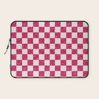 Pink Glitter Checkered Print in Cream Laptop Sleeve Gallery Image 1