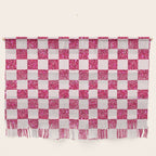 Pink Glitter Checkered Print in Cream Wall Hanging Gallery Image 1