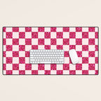 Pink Glitter Checkered Print in Cream Desk Mat Gallery Image 1