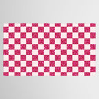 Pink Glitter Checkered Print in Cream Tablecloth Gallery Image 2