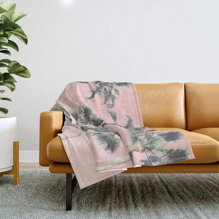 Blush Palms Throw Blanket Gallery Image 1