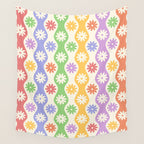 Retro Wavy Stripes with Colorful Flowers Wall Tapestry Gallery Image 4