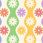 Retro Wavy Stripes with Colorful Flowers Coffee Mug Gallery Image 2