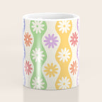 Retro Wavy Stripes with Colorful Flowers Coffee Mug Gallery Image 4