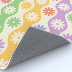 Retro Wavy Stripes with Colorful Flowers Rug Gallery Image 4