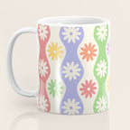 Retro Wavy Stripes with Colorful Flowers Coffee Mug Gallery Image 3