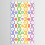 Retro Wavy Stripes with Colorful Flowers Tablecloth Gallery Image 2