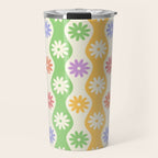 Retro Wavy Stripes with Colorful Flowers Travel Mug Gallery Image 1