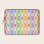 Retro Wavy Stripes with Colorful Flowers Laptop Sleeve Gallery Image 1
