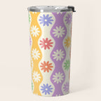 Retro Wavy Stripes with Colorful Flowers Travel Mug Gallery Image 2