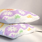 Retro Wavy Stripes with Colorful Flowers Pillow Sham Gallery Image 3