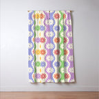 Retro Wavy Stripes with Colorful Flowers Window Curtain Gallery Image 3